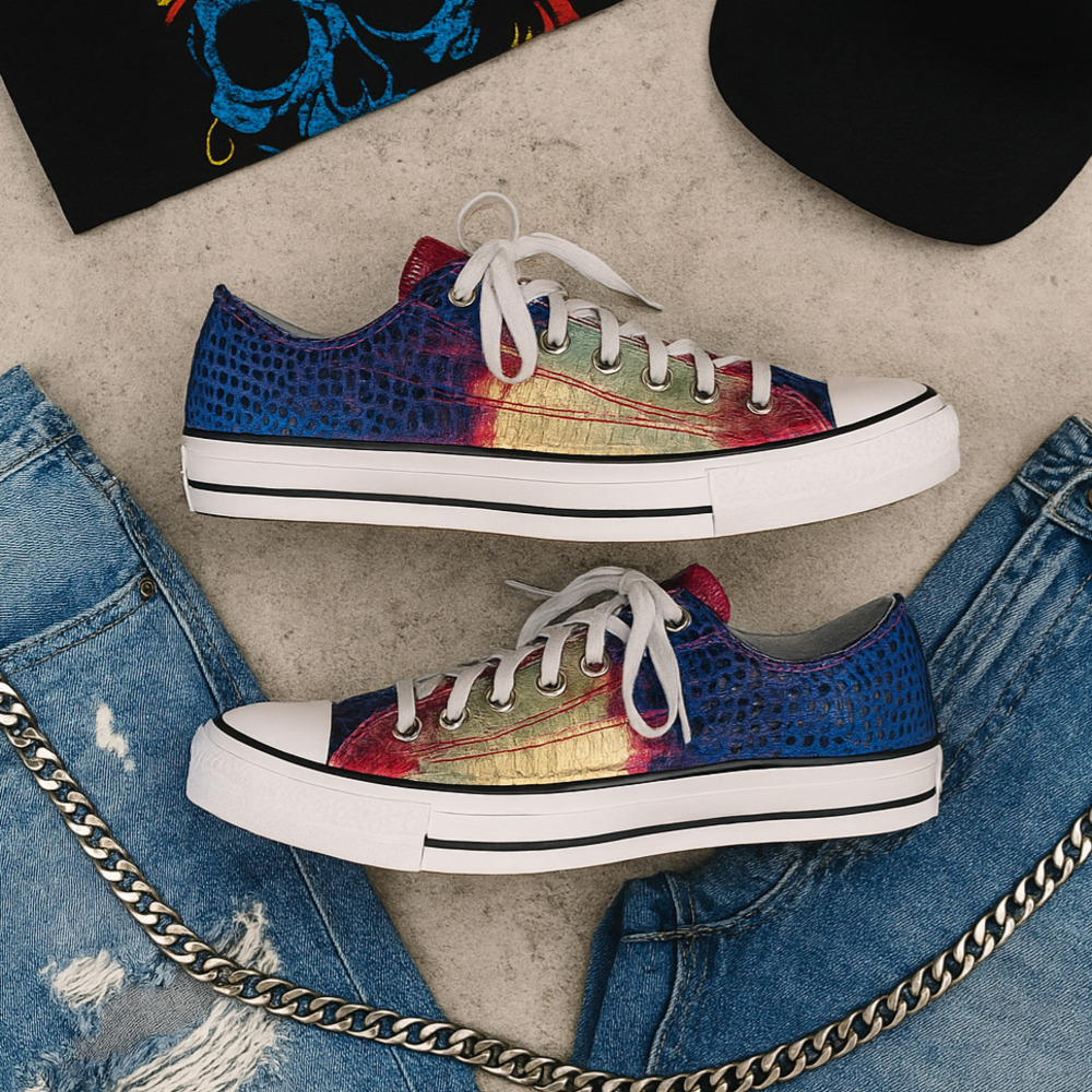 Converse Chuck Taylor All Star Ltd Edition Metallic Croc Skin Sneakers Women's 5